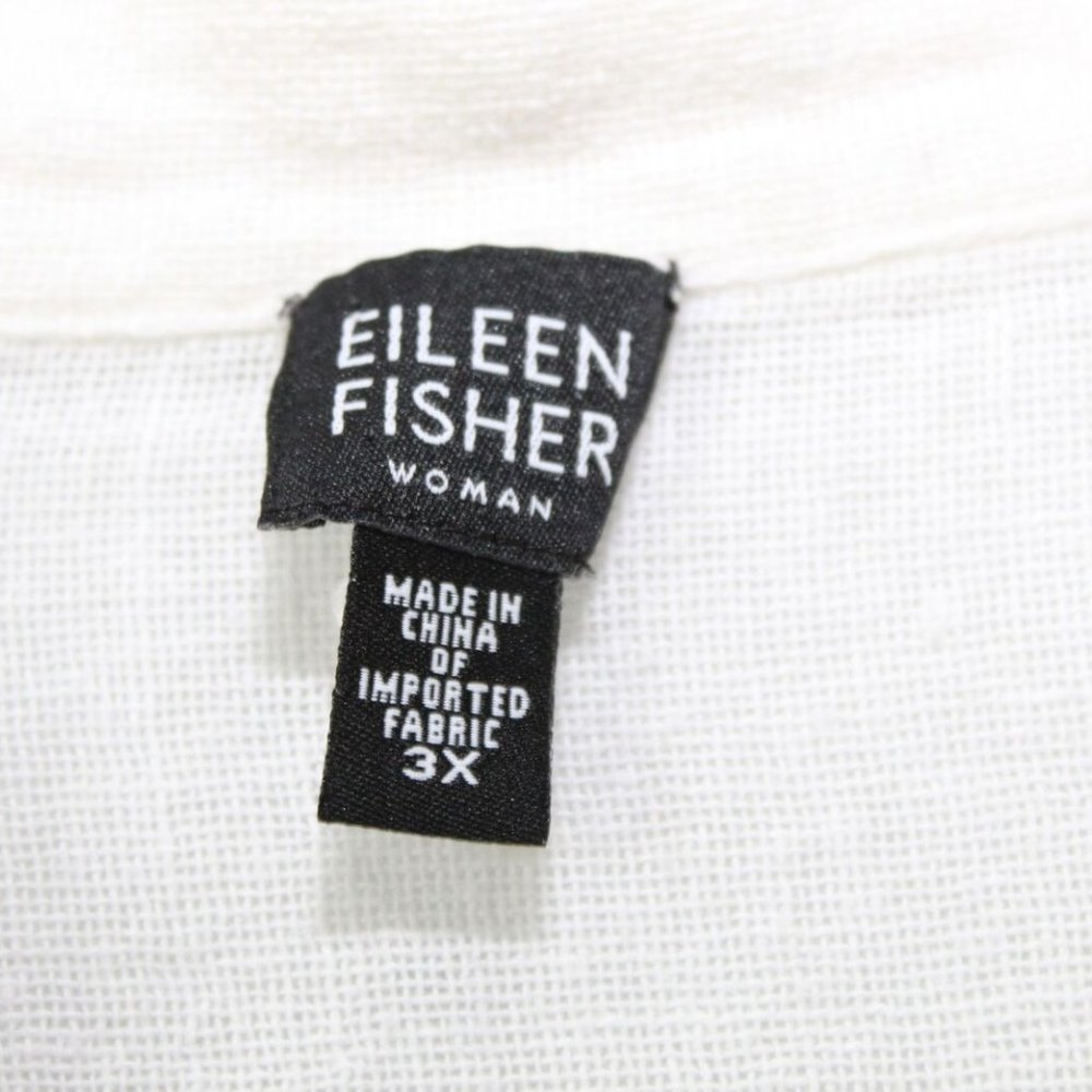 Eileen Fisher Women Linen Button Up Shirt Ivory Sheer Women's Size 3X H13692 - Picture 2 of 6